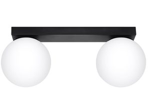 Miniaturka 4 - Elegancki plafon 2 punktowy z białymi okrągłymi żarówkami na białym tle