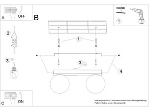 Miniaturka 8 - Techniczny schemat montażu lampy z kulistymi kloszami LED