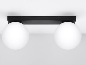 Miniaturka 5 - Elegancki plafon 2 punktowy z białymi okrągłymi żarówkami