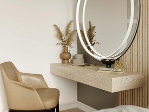 Miniaturka 19 - Minimalistyczne lustro LED z białą ramą, nowoczesny styl