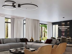 Miniaturka 8 - Nowoczesna lampa sufitowa LED z czarnym pierścieniem, elegancki design