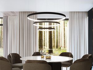 Miniaturka 10 - Luksusowy salon z nowoczesnym oświetleniem LED, ciemne wnętrze