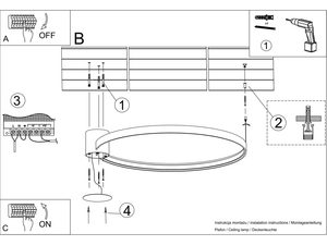 Miniaturka 35 - Nowoczesna lampa sufitowa LED, techniczny schemat montażu