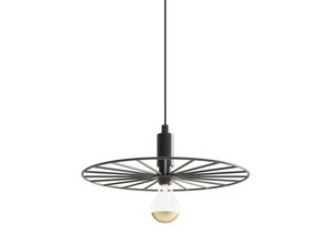 Miniaturka 7 - Lampa loftowa z żarówką na środku czarnego metalowego okręgu