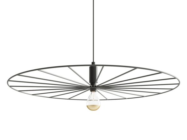 Czarna lampa sufitowa z rozchodzącymi się promieniście ramionami