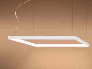 Miniaturka 2 - Geometryczna biała lampa LED nad salonowym stołem