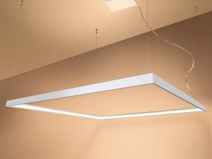 Miniaturka 3 - Biała kwadratowa lampa LED wisząca na cienkich przewodach