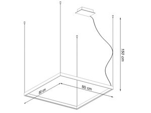 Miniaturka 24 - Rysunek z wymiarami lampy LED kwadratowej
