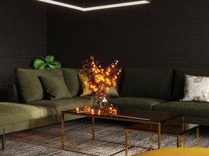 Miniaturka 22 - Designerskie złote lampy LED zawieszone nad sofą