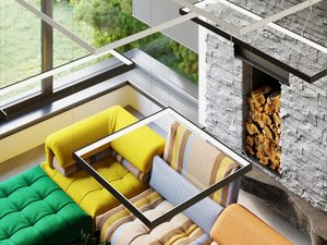 Miniaturka 14 - Przestronny salon z geometrycznymi lampami LED