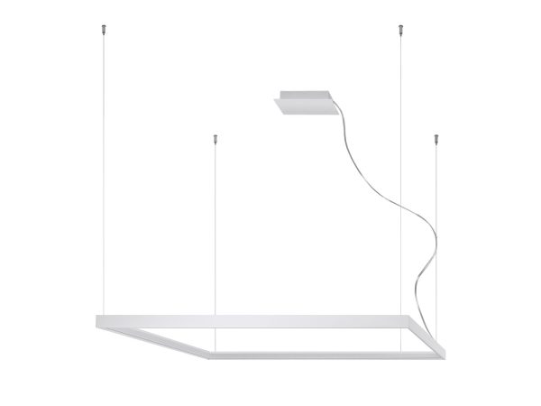 Rysunek techniczny białej lampy LED z zawieszeniem