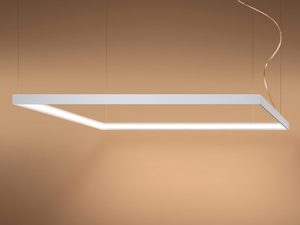 Miniaturka 2 - Geometryczna biała lampa LED nad salonowym stołem