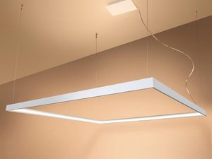 Miniaturka 3 - Biała kwadratowa lampa LED wisząca na cienkich przewodach