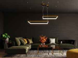 Miniaturka 18 - Salon z lampą LED w złotym wykończeniu i eleganckim klimatem