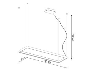 Miniaturka 25 - Rysunek wymiarowy zawieszonej lampy LED z podłączeniem