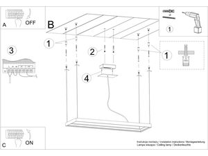 Miniaturka 26 - Techniczny rysunek montażowy lampy sufitowej LED