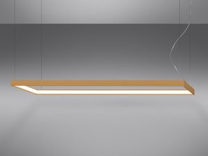 Miniaturka 2 - Wisząca lampa LED złota w nowoczesnym salonie