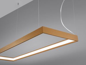 Miniaturka 3 - Złota lampa LED zawieszona na przewodzie w aranżacji