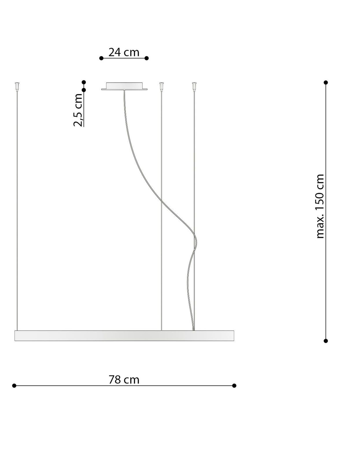 Schemat montażu nowoczesnej lampy LED z podwójnym pierścieniem