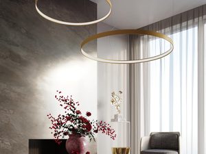 Miniaturka 20 - Nowoczesna lampa LED nad kominkiem w eleganckim salonie