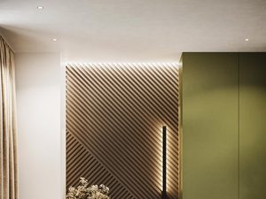 Miniaturka 13 - Czarna lampa LED w nowoczesnym wnętrzu z lamelami