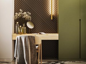 Miniaturka 22 - Lustro z oświetleniem LED w aranżacji z dekoracyjną ścianą