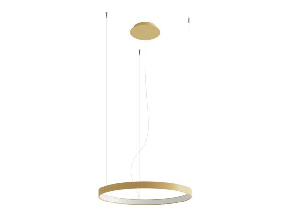 Okrągła lampa LED w złotym kolorze do minimalistycznych wnętrz