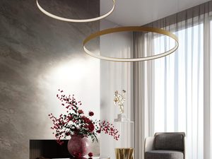 Miniaturka 36 - Nowoczesna lampa LED w złotym kolorze nad kominkiem