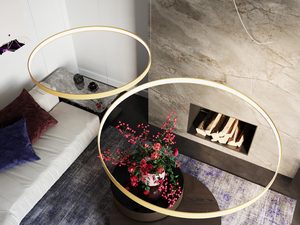 Miniaturka 37 - Lampa LED w złotym kolorze do nowoczesnego wnętrza z wysokim sufitem