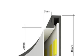 Miniaturka 42 - Przekrój techniczny profilu LED do zabudowy sufitowej