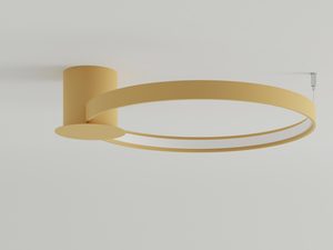 Miniaturka 12 - Nowoczesna lampa sufitowa LED z białym kloszem i złotymi elementami