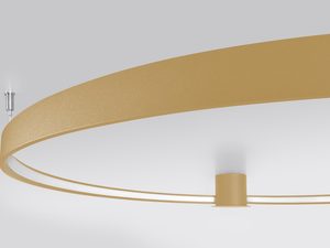 Miniaturka 16 - Designerska lampa sufitowa LED z białym kloszem i złotym wykończeniem