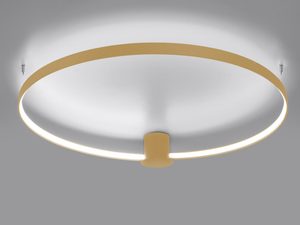 Miniaturka 14 - Nowoczesna lampa sufitowa LED z białym kloszem i złotym pierścieniem