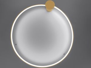 Miniaturka 17 - Designerska lampa sufitowa LED z białym kloszem i złotym wykończeniem