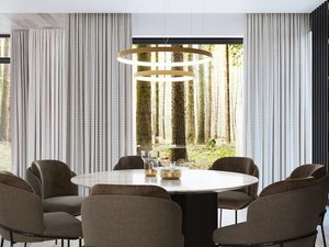 Miniaturka 10 - Nowoczesna jadalnia z designerską lampą sufitową LED