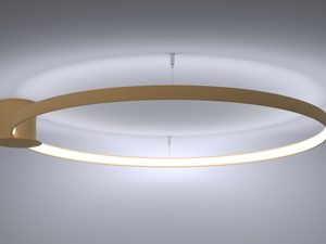 Miniaturka 2 - Nowoczesna lampa sufitowa LED z białym kloszem i złotymi detalami