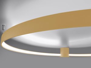 Miniaturka 6 - Nowoczesna lampa sufitowa LED z białym kloszem i złotym pierścieniem