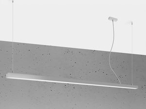 Miniaturka 1 - Betonowa aranżacja z cienką białą lampą wiszącą