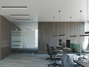 Miniaturka 14 - Biuro z szarą wykładziną i lampami LED