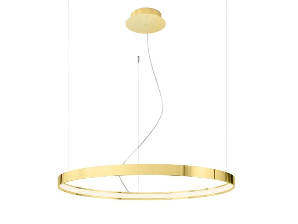 Nowoczesna złota lampa LED w eleganckim salonie