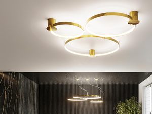 Miniaturka 8 - Nowoczesna złota lampa LED z podwójnym pierścieniem