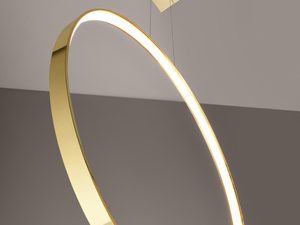 Miniaturka 4 - Złota lampa do salonu w kształcie okręgu