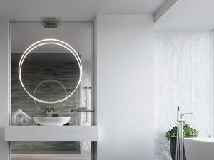 Miniaturka 28 - Nowoczesne lustro LED w minimalistycznym wnętrzu łazienki