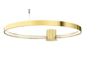 Miniaturka 38 - Nowoczesna lampa sufitowa LED z białym kloszem i złotymi elementami