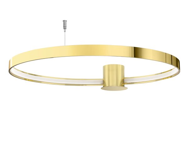 Nowoczesna lampa sufitowa LED z białym kloszem i złotymi elementami