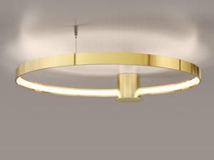 Miniaturka 2 - Nowoczesna lampa sufitowa LED z białym kloszem i złotymi akcentami