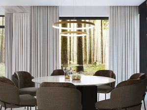 Miniaturka 5 - Nowoczesna jadalnia z designerską lampą wiszącą LED