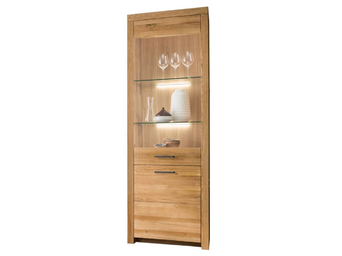 Elegancki Mebel z Litego Dębu Witryna I do Salonu lub Jadalni