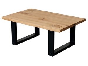 Miniaturka 2 - Dębowy stolik kawowy z masywnym blatem i metalowymi nogami