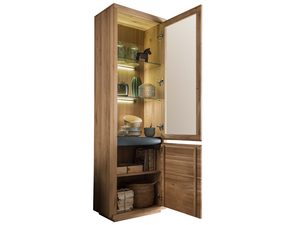 Miniaturka 1 - Otwarta witryna z litego drewna z półkami i oświetleniem